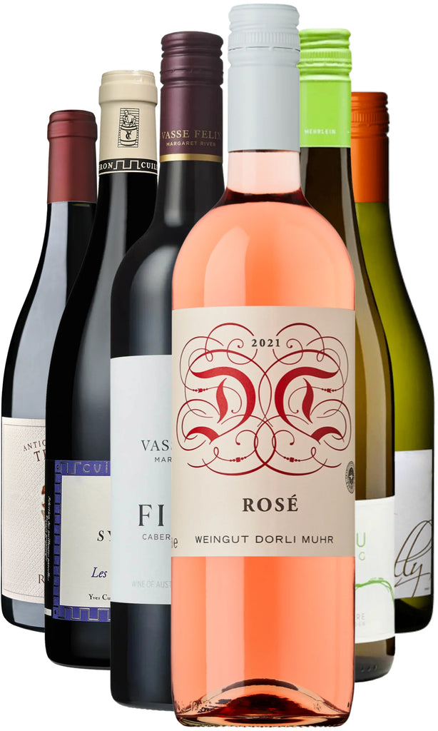 Contents of our wine box of the week (6 bottles of wine, described below)