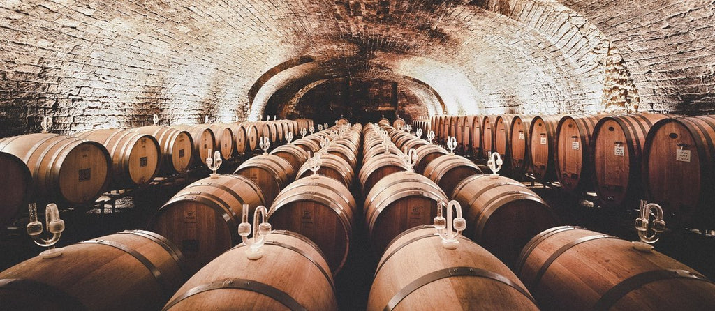 Rows of barrels or Stücke in the Von Winning cellars, in Germany. They are the amongst the best wines in the world, not just in Germany.