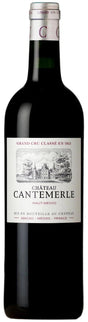 A bottle of Chateau Cantemerle from the Haut-Médoc region of Bordeaux in France.