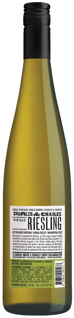 Charles and Charles, Riesling, Yakima Valley, Washington - back label